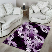 Puakenikeni Maile Lei Area Rug Frangipani Purple Tropical Leaves
