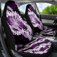 Puakenikeni Maile Lei Car Seat Cover Frangipani Purple Tropical Leaves