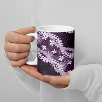 Puakenikeni Maile Lei Ceramic Mug Frangipani Purple Tropical Leaves