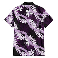 Puakenikeni Maile Lei Family Matching Off Shoulder Maxi Dress and Hawaiian Shirt Frangipani Purple Tropical Leaves LT01 - Polynesian Pride