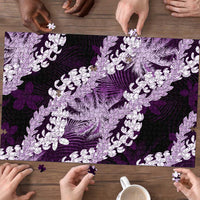 Puakenikeni Maile Lei Puzzle Frangipani Purple Tropical Leaves