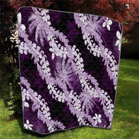 Puakenikeni Maile Lei Quilt Frangipani Purple Tropical Leaves
