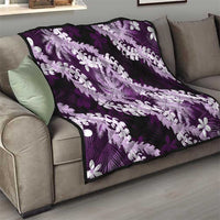 Puakenikeni Maile Lei Quilt Frangipani Purple Tropical Leaves