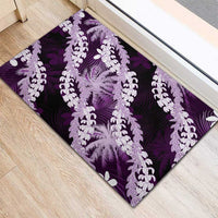 Puakenikeni Maile Lei Rubber Doormat Frangipani Purple Tropical Leaves