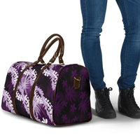 Puakenikeni Maile Lei Travel Bag Frangipani Purple Tropical Leaves
