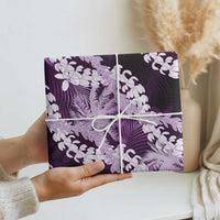 Puakenikeni Maile Lei Wrapping Paper Frangipani Purple Tropical Leaves