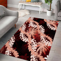 Puakenikeni Maile Lei Area Rug Frangipani Red Tropical Leaves LT01 - Polynesian Pride
