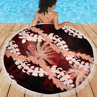 Puakenikeni Maile Lei Beach Blanket Frangipani Red Tropical Leaves