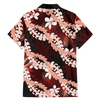 Puakenikeni Maile Lei Family Matching Tank Maxi Dress and Hawaiian Shirt Frangipani Red Tropical Leaves LT01 - Polynesian Pride