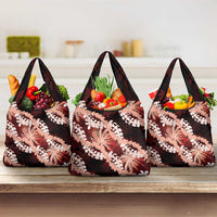 Puakenikeni Maile Lei Grocery Bag Frangipani Red Tropical Leaves