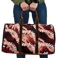 Puakenikeni Maile Lei Travel Bag Frangipani Red Tropical Leaves