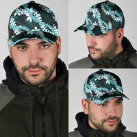 Puakenikeni Maile Lei Classic Cap Frangipani Turquoise Tropical Leaves