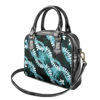 Puakenikeni Maile Lei Shoulder Handbag Frangipani Turquoise Tropical Leaves