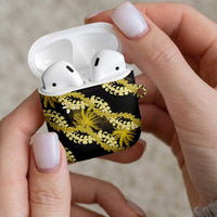 Puakenikeni Maile Lei AirPods Case Frangipani Yellow Tropical Leaves