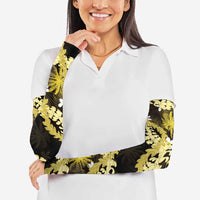 Puakenikeni Maile Lei Arm Sleeves Frangipani Yellow Tropical Leaves