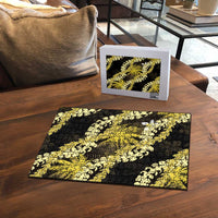 Puakenikeni Maile Lei Puzzle Frangipani Yellow Tropical Leaves