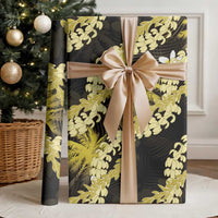 Puakenikeni Maile Lei Wrapping Paper Frangipani Yellow Tropical Leaves