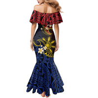 Philippines Spirit Tribal Sun Plumeria Family Matching Mermaid Dress and Hawaiian Shirt Red And Blue Polynesian Pattern LT01 - Polynesian Pride