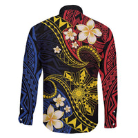 Philippines Spirit Tribal Sun Plumeria Family Matching Off The Shoulder Long Sleeve Dress and Hawaiian Shirt Red And Blue Polynesian Pattern LT01 - Polynesian Pride