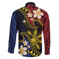 Philippines Spirit Tribal Sun Plumeria Family Matching Short Sleeve Bodycon Dress and Hawaiian Shirt Red And Blue Polynesian Pattern LT01 - Polynesian Pride