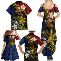 Philippines Spirit Tribal Sun Plumeria Family Matching Summer Maxi Dress and Hawaiian Shirt Red And Blue Polynesian Pattern LT01 - Polynesian Pride