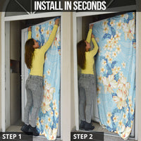 Hawaii Hibiscus Plumeria Blue Door Cover Polynesian Pattern