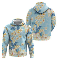 Hawaii Hibiscus Plumeria Blue Hoodie Polynesian Pattern
