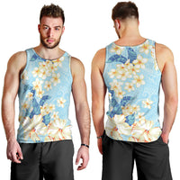 Hawaii Hibiscus Plumeria Blue Men Tank Top Polynesian Pattern LT01 - Polynesian Pride