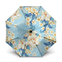 Hawaii Hibiscus Plumeria Blue Umbrella Polynesian Pattern
