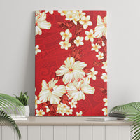 Hawaii Hibiscus Plumeria Red Canvas Wall Art Polynesian Pattern