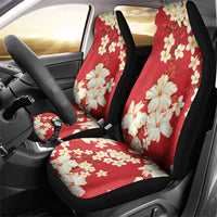 Hawaii Hibiscus Plumeria Red Car Seat Cover Polynesian Pattern