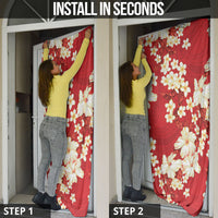 Hawaii Hibiscus Plumeria Red Door Cover Polynesian Pattern
