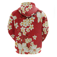 Hawaii Hibiscus Plumeria Red Hoodie Polynesian Pattern