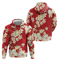 Hawaii Hibiscus Plumeria Red Hoodie Polynesian Pattern