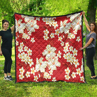 Hawaii Hibiscus Plumeria Red Quilt Polynesian Pattern