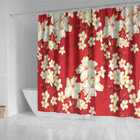 Hawaii Hibiscus Plumeria Red Shower Curtain Polynesian Pattern