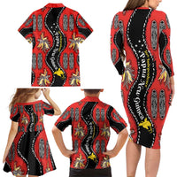 Papua New Guinea 50th Independence Family Matching Long Sleeve Bodycon Dress and Hawaiian Shirt PNG Batik Pattern LT01 - Polynesian Pride