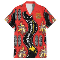 Papua New Guinea 50th Independence Family Matching Summer Maxi Dress and Hawaiian Shirt PNG Batik Pattern LT01 Dad's Shirt - Short Sleeve Red - Polynesian Pride