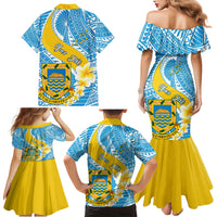 Personalised Tuvalu Independence Day Family Matching Mermaid Dress and Hawaiian Shirt Plumeria 45th Anniversary LT01 - Polynesian Pride