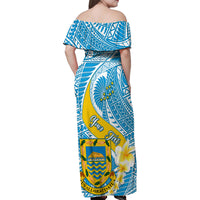 Personalised Tuvalu Independence Day Family Matching Off Shoulder Maxi Dress and Hawaiian Shirt Plumeria 45th Anniversary LT01 - Polynesian Pride
