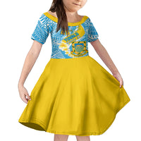 Personalised Tuvalu Independence Day Family Matching Summer Maxi Dress and Hawaiian Shirt Plumeria 45th Anniversary LT01 Daughter's Dress Blue - Polynesian Pride