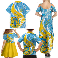 Personalised Tuvalu Independence Day Family Matching Summer Maxi Dress and Hawaiian Shirt Plumeria 45th Anniversary LT01 - Polynesian Pride