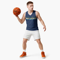 Hawaii Santa Riding Sea Turtle Basketball Jersey Mele Kalikimaka Polynesian Pattern - Polynesian Pride