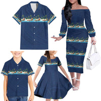 Hawaii Santa Riding Sea Turtle Family Matching Off The Shoulder Long Sleeve Dress and Hawaiian Shirt Mele Kalikimaka Polynesian Pattern LT01 - Polynesian Pride