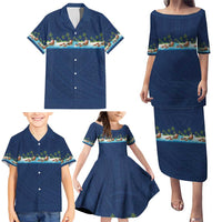 Hawaii Santa Riding Sea Turtle Family Matching Puletasi and Hawaiian Shirt Mele Kalikimaka Polynesian Pattern - Polynesian Pride
