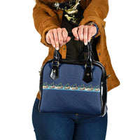 Hawaii Santa Riding Sea Turtle Shoulder Handbag Mele Kalikimaka Polynesian Pattern - Polynesian Pride