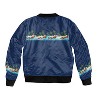 Hawaii Santa Riding Sea Turtle Sleeve Zip Bomber Jacket Mele Kalikimaka Polynesian Pattern LT01 - Polynesian Pride