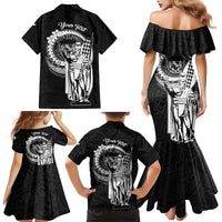 Personalized Hawaii King Kamehameha Family Matching Mermaid Dress and Hawaiian Shirt Flag Polynesian Pattern