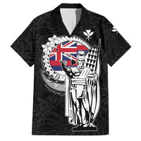 Personalized Hawaii King Kamehameha Family Matching Off Shoulder Short Dress and Hawaiian Shirt Flag Polynesian Pattern