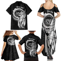 Personalized Hawaii King Kamehameha Family Matching Summer Maxi Dress and Hawaiian Shirt Flag Polynesian Pattern